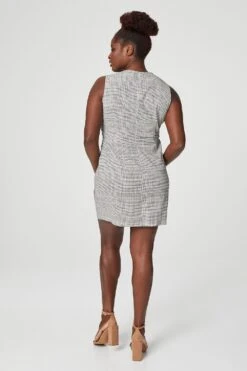 Curve Checked Shift Dress -Hallmark Style D141065 WHITE 2