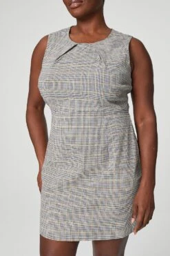 Curve Checked Shift Dress -Hallmark Style D141065 WHITE 4