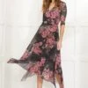 Floral Hanky Hem Wrap Dress -Hallmark Style D1508061