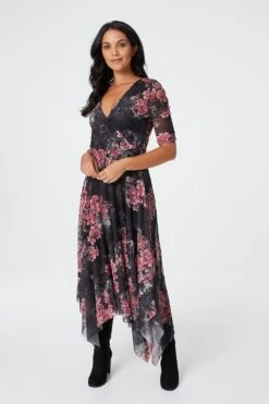 Floral Hanky Hem Wrap Dress -Hallmark Style D150806 1