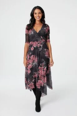 Floral Hanky Hem Wrap Dress -Hallmark Style D150806 2