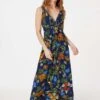 Tropical Print Plunge Maxi Dress 2 Tropical Print Plunge Maxi Dress -Hallmark Style D152018 MULTI NAVY 1