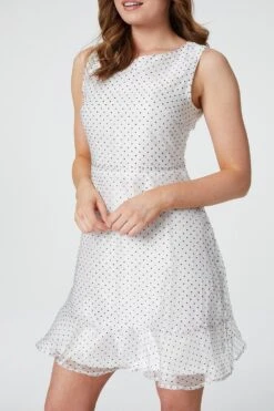Polka Dot Sleeveless Skater Dress -Hallmark Style D152953 WHITE 3