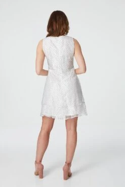 Polka Dot Sleeveless Skater Dress -Hallmark Style D152953 WHITE 4