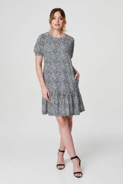 Ditsy Floral Short Tiered Dress -Hallmark Style D154901 MULTI NAVY 1