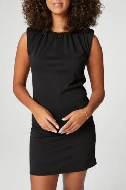 Power Shoulder Sleeveless Shift Dress -Hallmark Style D155837 BLACK 3
