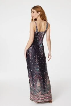 Peacock Print A-Line Maxi Dress -Hallmark Style D157279 MULTI BLACK 6