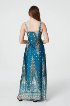 Peacock Print A-Line Maxi Dress -Hallmark Style D157279 MULTI GREEN 6