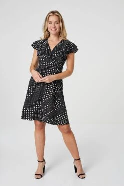 Polka Dot V-Neck Skater Dress