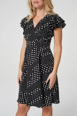 Polka Dot V-Neck Skater Dress -Hallmark Style D158405 BLACK 3 313c8d6a 1ebd 4ac6 bbf4 0e59067533da