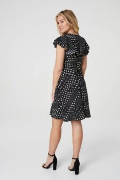 Polka Dot V-Neck Skater Dress -Hallmark Style D158405 BLACK 4 118b521e 2c97 42c1 8476 42102372321c