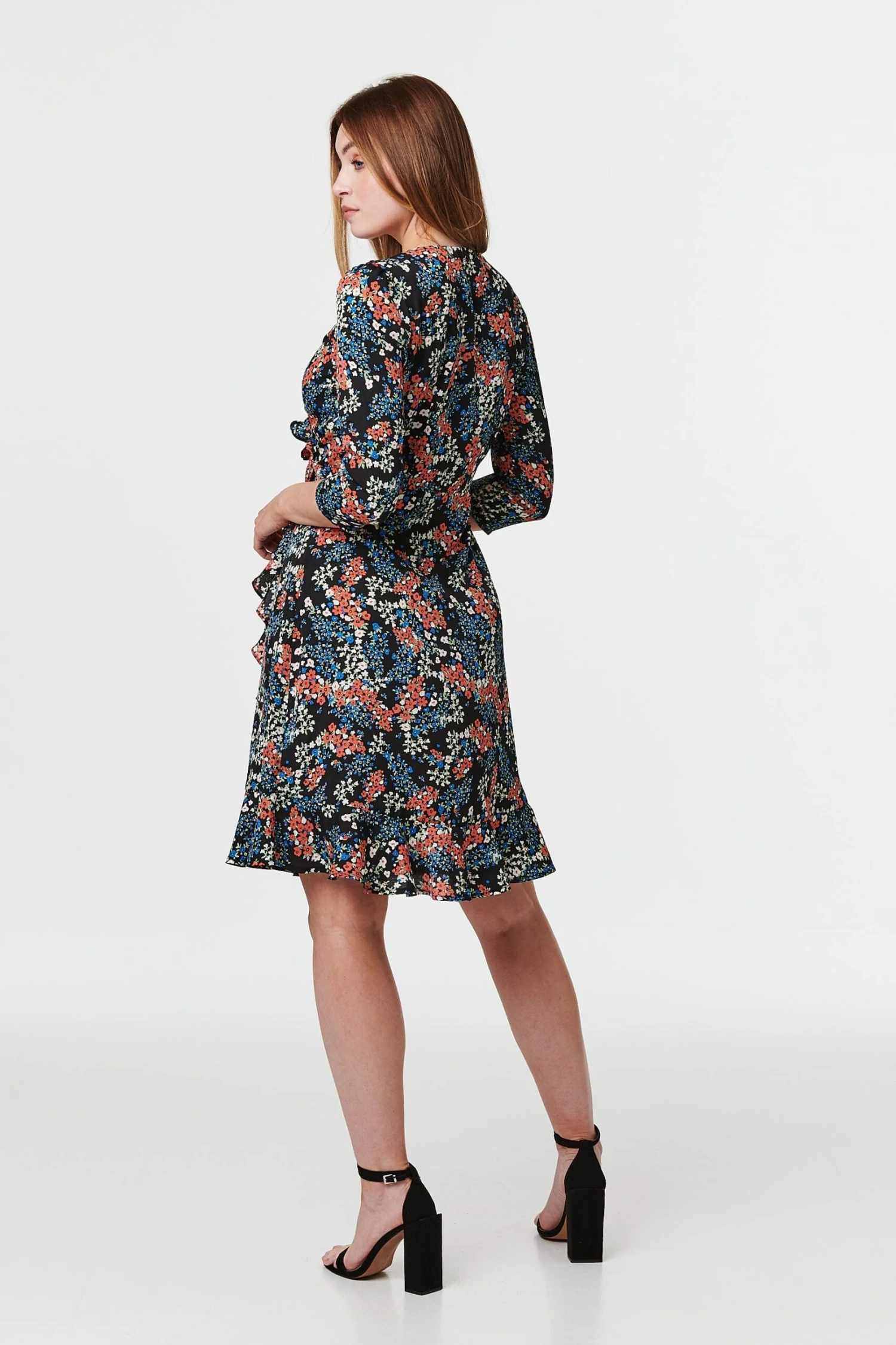 Floral 3/4 Sleeve Frilled Dress 7 Floral 3/4 Sleeve Frilled Dress - Image 5