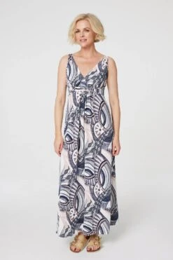 Hallmark Style 36 Abstract Print A-Line Maxi Dress