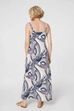 Abstract Print A-Line Maxi Dress -Hallmark Style D160204 MULTI NAVY 5