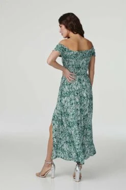Ditsy Floral Bardot Maxi Dress -Hallmark Style D160369 GREEN 4