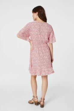 Ditsy Print Fit & Flare Mini Dress -Hallmark Style D160370 RED 5