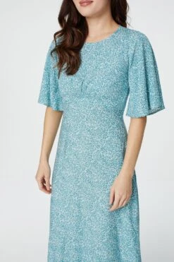 Ditsy Floral Flared Sleeve Midi Dress -Hallmark Style D160975 SAGE 2