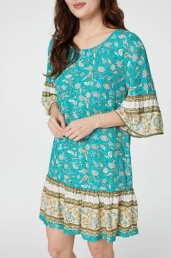 Vintage Floral Smock Dress -Hallmark Style D161020 GREEN 3