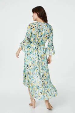 Floral 3/4 Sleeve Wrap Dress -Hallmark Style D161264 MINT 4