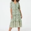 Floral Tie Front Midi Tea Dress -Hallmark Style D161662 SAGE 1