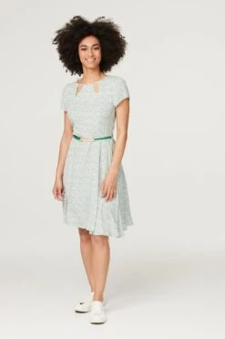 Ditsy Floral Cut Out Short Dress -Hallmark Style D162271 SAGE 2