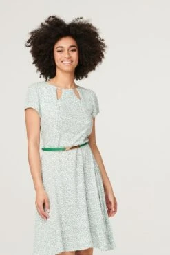 Ditsy Floral Cut Out Short Dress -Hallmark Style D162271 SAGE 3