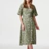 Bird Print Midi Wrap Dress -Hallmark Style D162389 SAGE 1