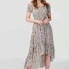 Ditsy Print Off The Shoulder Dress -Hallmark Style D162956 BROWN 1