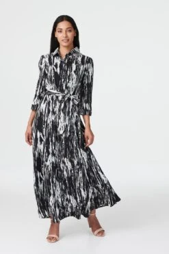Hallmark Style 48 Abstract V-Neck A-Line Midi Dress