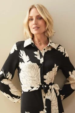 Monochrome Floral Shirt Dress -Hallmark Style D1630973