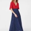 Polka Dot Flared Sleeve Maxi Dress 2 Polka Dot Flared Sleeve Maxi Dress -Hallmark Style D163163 MULTI RED 1