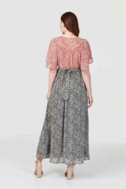 Ditsy Floral Flared Sleeve Maxi Dress -Hallmark Style D163330 MULTI RED 6