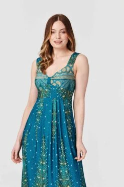 Paisley Print A-Line Maxi Dress -Hallmark Style D163467 MULTI GREEN 2