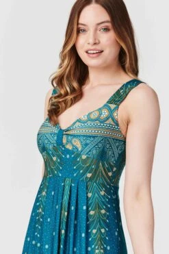 Paisley Print A-Line Maxi Dress -Hallmark Style D163467 MULTI GREEN 3