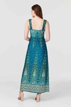 Paisley Print A-Line Maxi Dress -Hallmark Style D163467 MULTI GREEN 4
