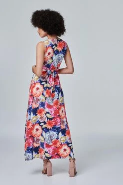 Floral Knot Front Maxi Dress -Hallmark Style D163535 MULTI ORANGE 5