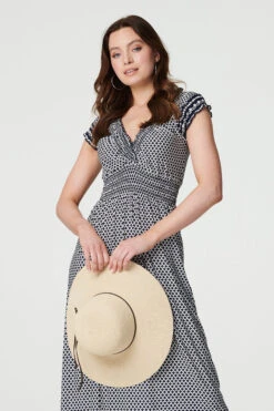 Geo Border Print Empire Maxi Dress 9 Geo Border Print Empire Maxi Dress -Hallmark Style D163541 MULTI NAVY 3