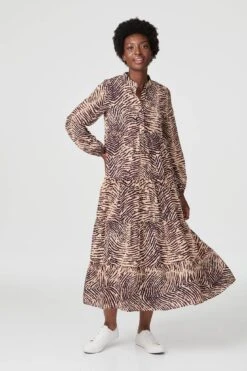 Striped Long Sleeve Smock Dress