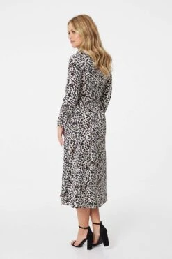 Animal Print Long Sleeve Shirt Dress -Hallmark Style D163643 MULTI CREAM 5