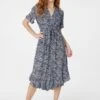 Ditsy Print Tie Front Tea Dress -Hallmark Style D163689 NAVY 2