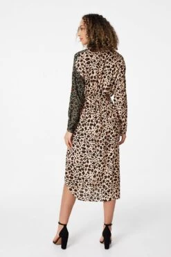 Animal Print Colour Block Shirt Dress -Hallmark Style D163696 GREEN 4