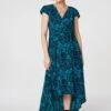 Paisley Print High Low Wrap Dress -Hallmark Style D163743 GREEN 1