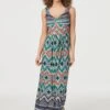 Tie Dye Print A-Line Maxi Dress -Hallmark Style D163871 MULTI GREEN 1