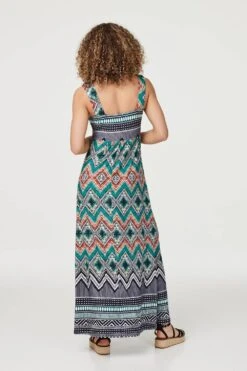 Tie Dye Print A-Line Maxi Dress -Hallmark Style D163871 MULTI GREEN 6