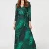 Abstract Print Maxi Wrap Dress 1 Abstract Print Maxi Wrap Dress -Hallmark Style D163910 GREEN 1