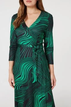 Abstract Print Maxi Wrap Dress -Hallmark Style D163910 GREEN 5