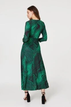 Abstract Print Maxi Wrap Dress -Hallmark Style D163910 GREEN 6