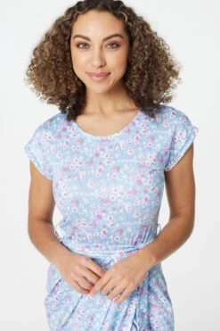 Ditsy Floral Tulip Hem Midi Dress 11 Ditsy Floral Tulip Hem Midi Dress -Hallmark Style D163918 LIGHT BLUE 4