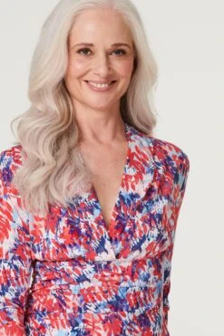 Leaf Print Bodycon Midi Dress -Hallmark Style D163924 MULTI WHITE 5