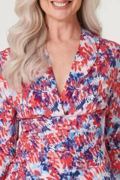 Leaf Print Bodycon Midi Dress -Hallmark Style D163924 MULTI WHITE 6